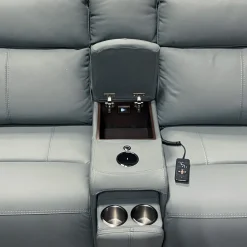 Ariel Leather Power Reclining Sectional with Heat & Massage