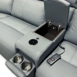 Ariel Leather Power Reclining Sectional with Heat & Massage