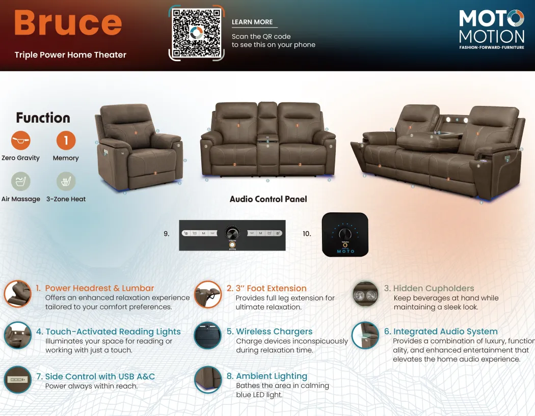 Bruce Zero-G Home Theater Loveseat