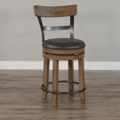 Buckskin Swivel Barstool with Back