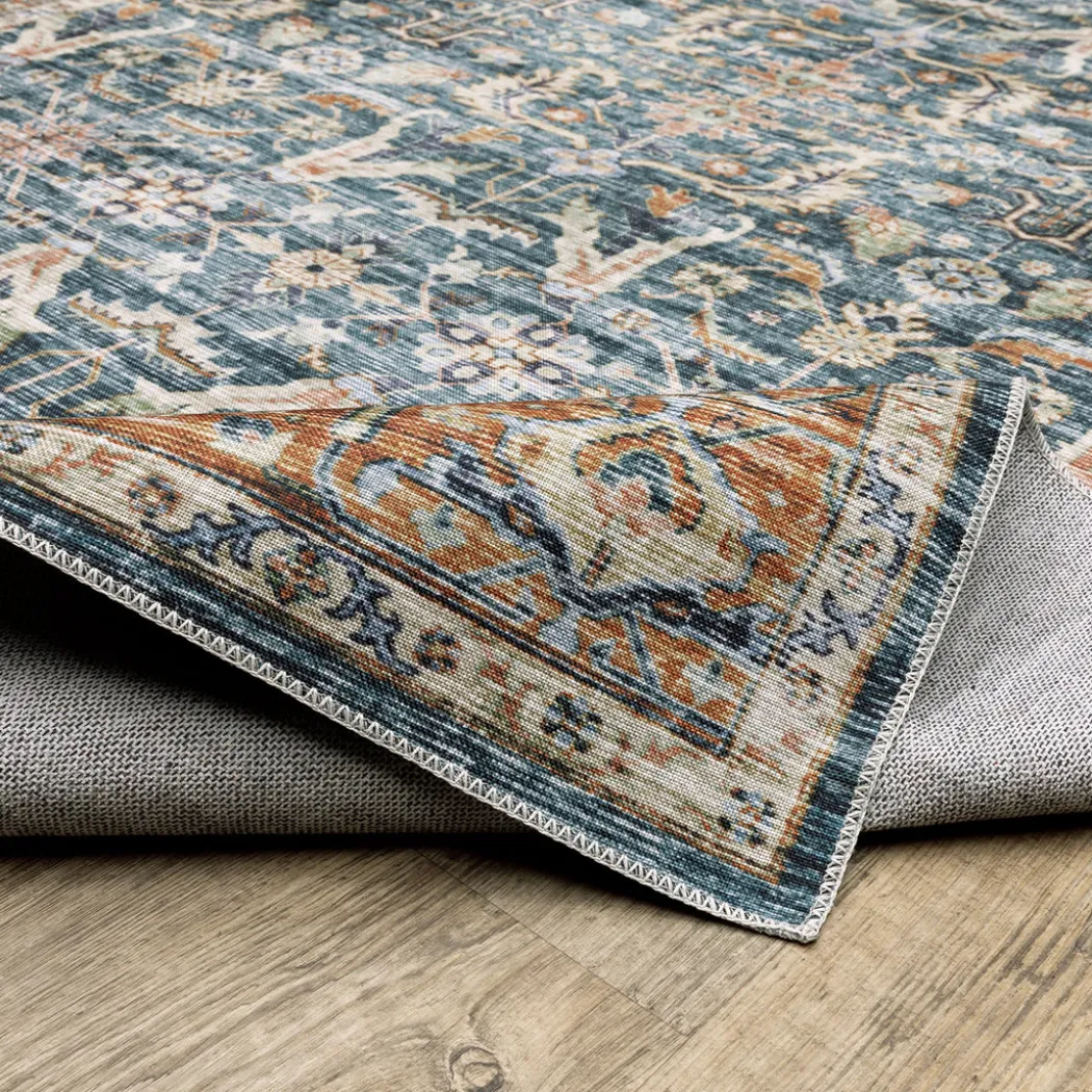 Charleston Blue Washable Rug