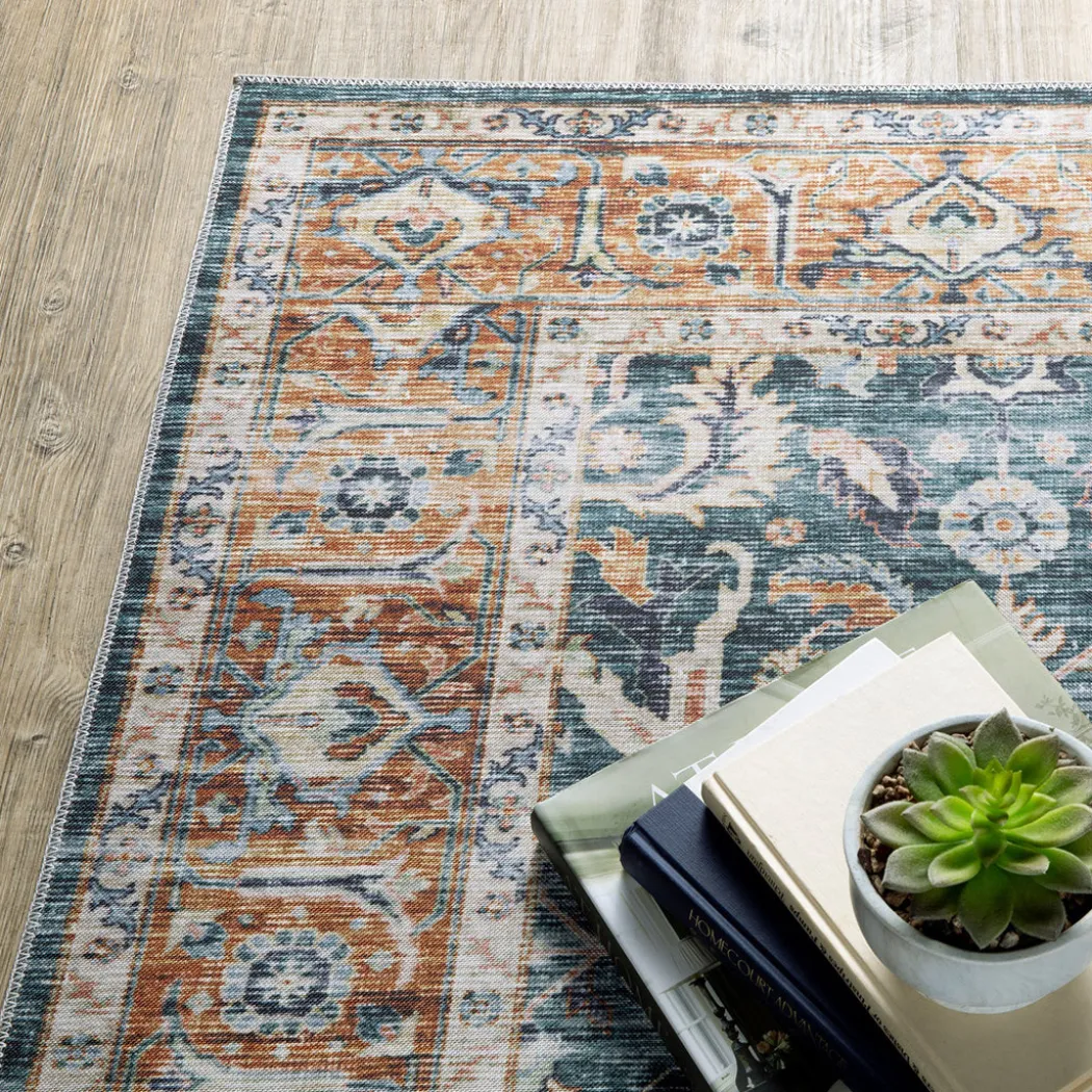 Charleston Blue Washable Rug