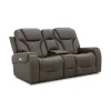 Clark Zero-G Home Theater Leather Loveseat with Console