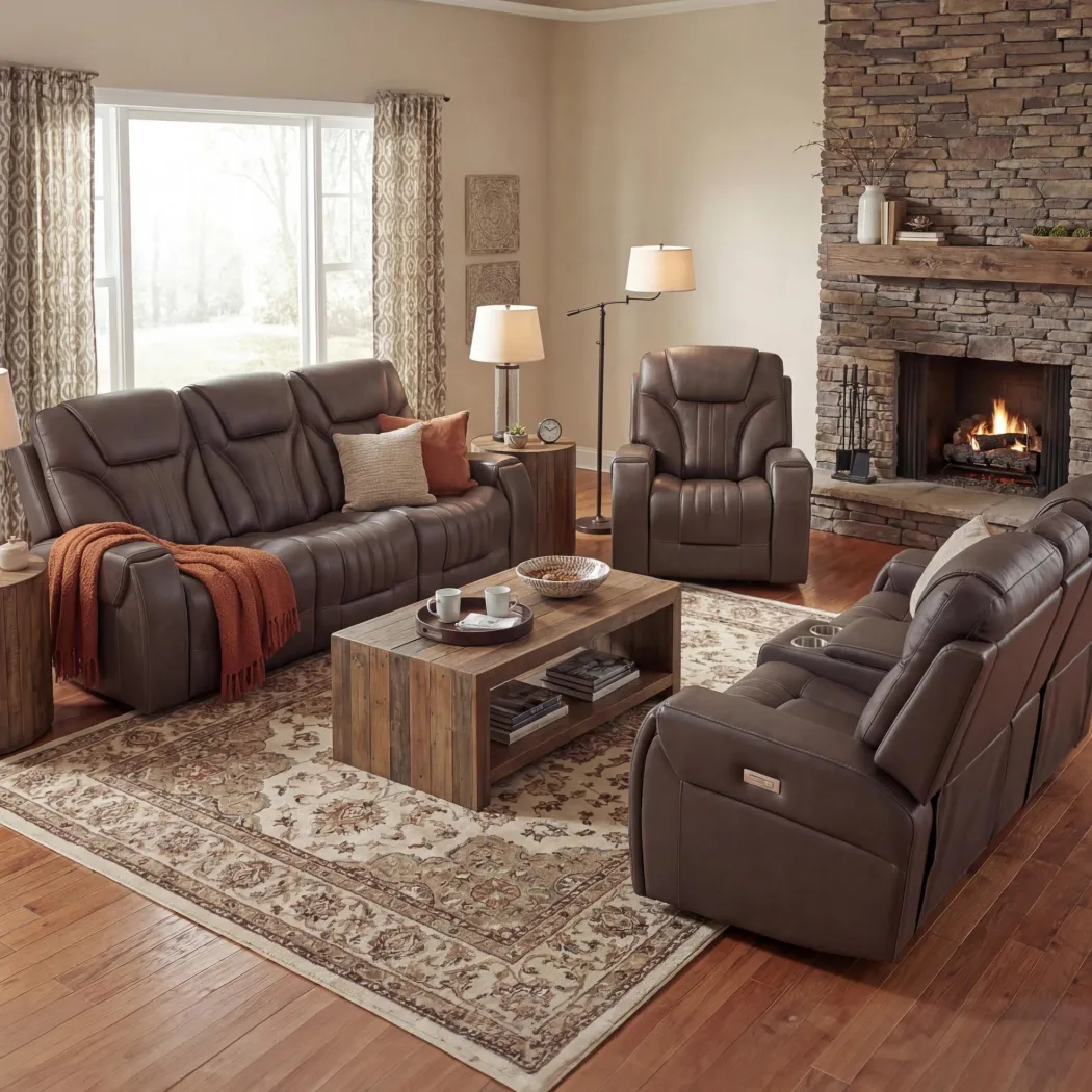Clark Zero-G Home Theater Leather Loveseat with Console