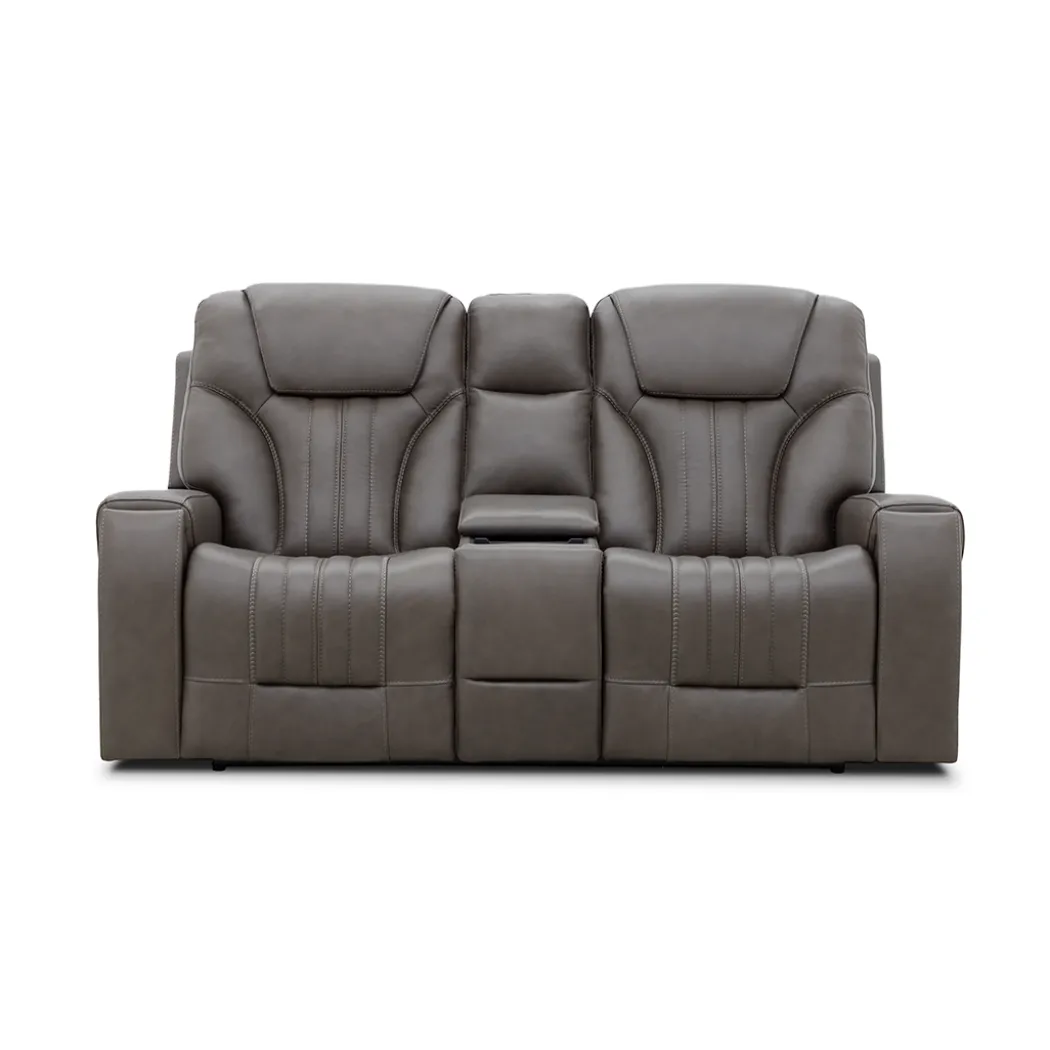Clark Zero-G Home Theater Leather Loveseat with Console