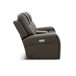 Clark Zero-G Home Theater Leather Loveseat with Console