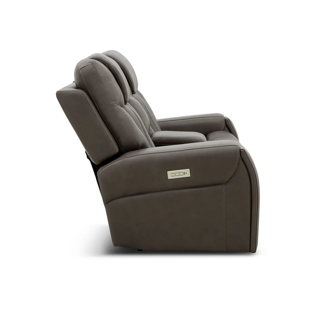 Clark Zero-G Home Theater Leather Loveseat with Console