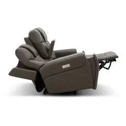 Clark Zero-G Home Theater Leather Loveseat with Console