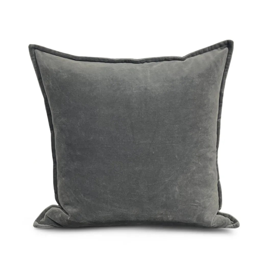 Cotton Velvet Pillow - Gray