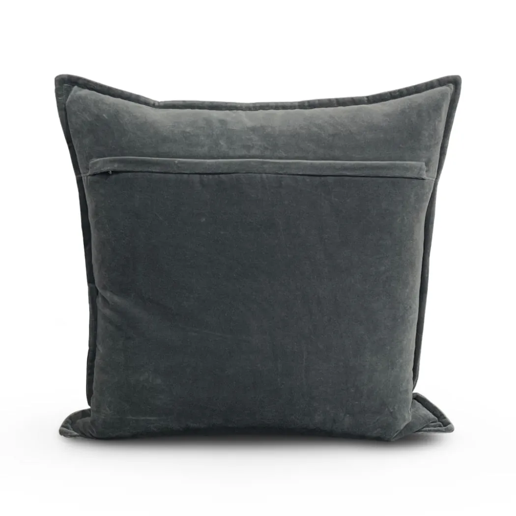 Cotton Velvet Pillow - Gray