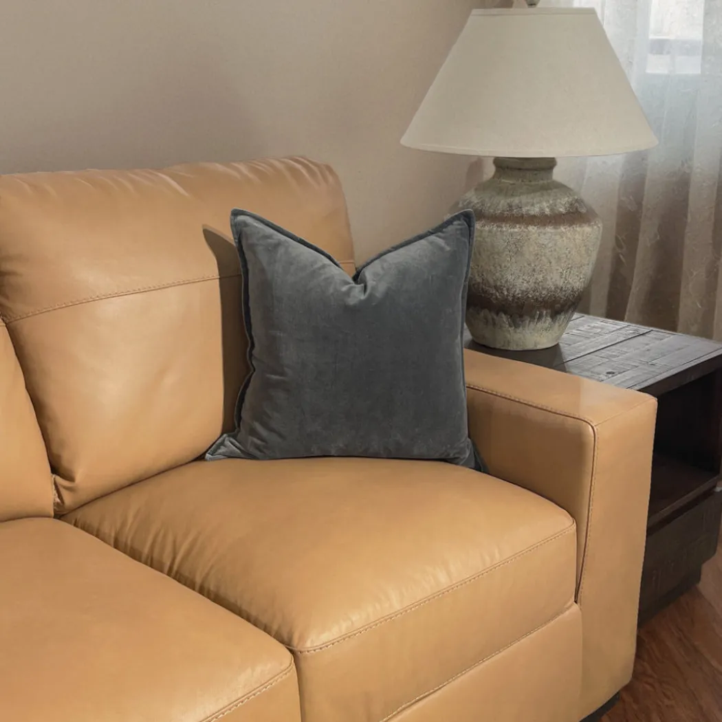 Cotton Velvet Pillow - Gray