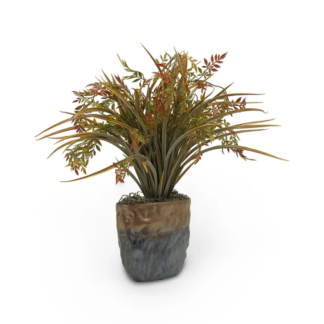 Grass in Metal Planter