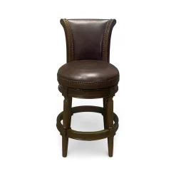 Henry Upholstered Swivel Stool - Brown