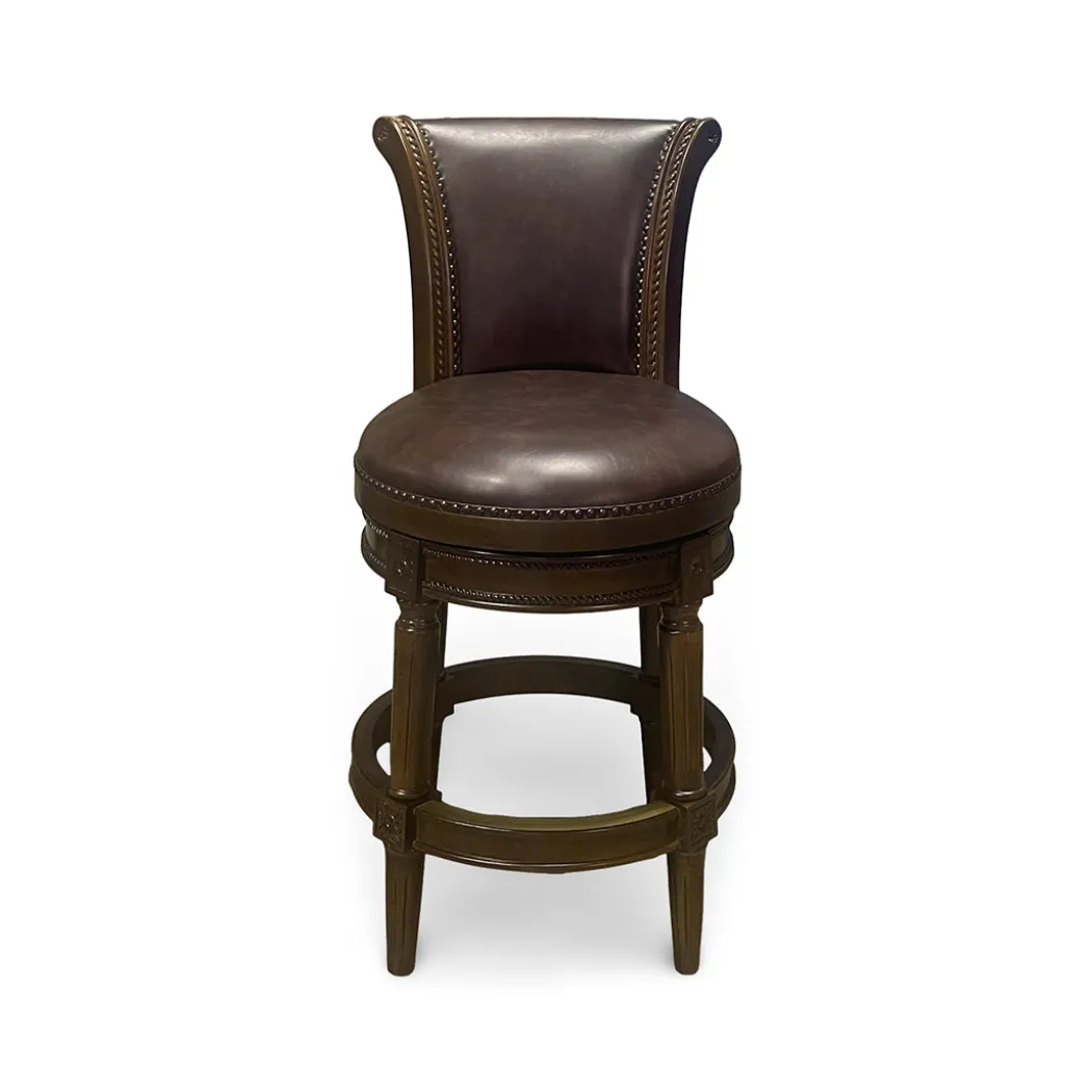 Henry Upholstered Swivel Stool - Brown