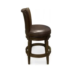 Henry Upholstered Swivel Stool - Brown