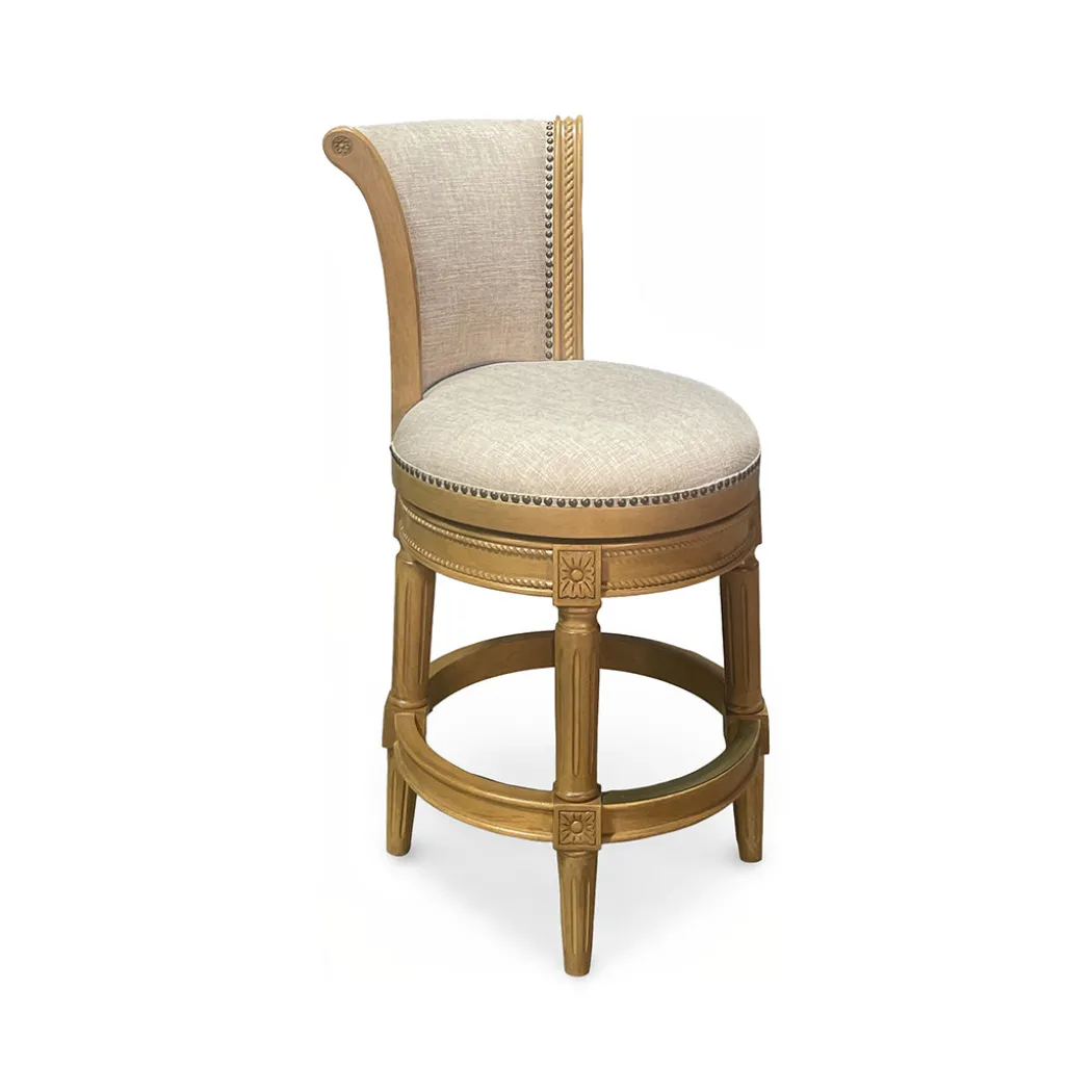 Henry Upholstered Swivel Stool - Beige