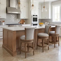 Henry Upholstered Swivel Stool - Gray
