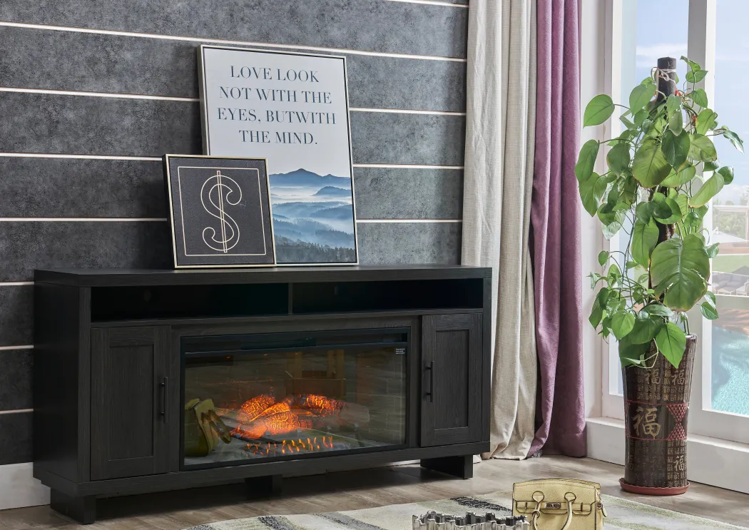 Kent Media Console with Fireplace - 64 Inch