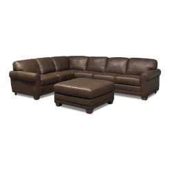 Livorno Leather Sectional II with Ottoman