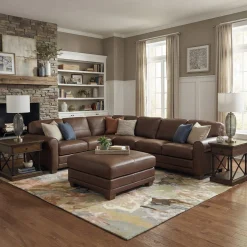 Livorno Leather Sectional II with Ottoman