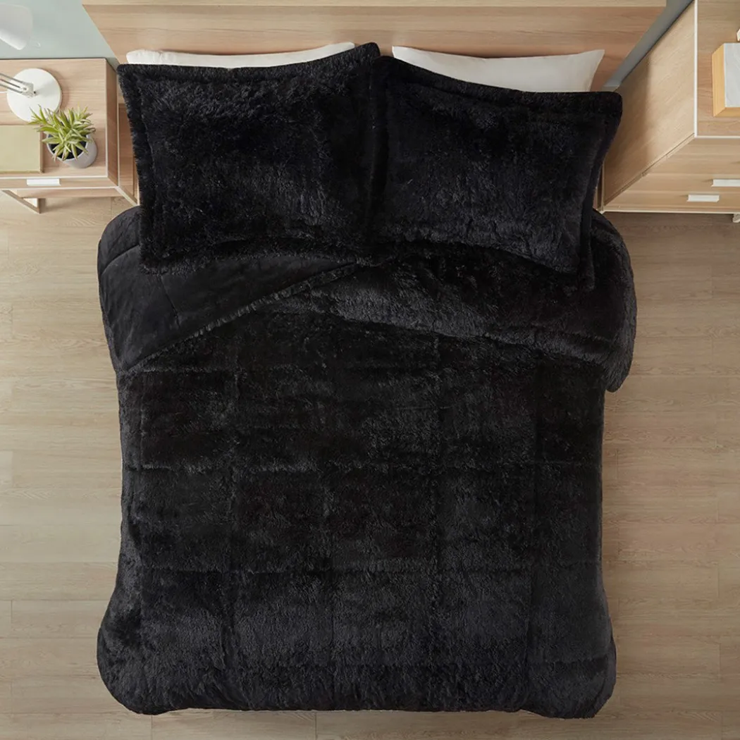 Malea Shaggy Long Fur Comforter Mini Set