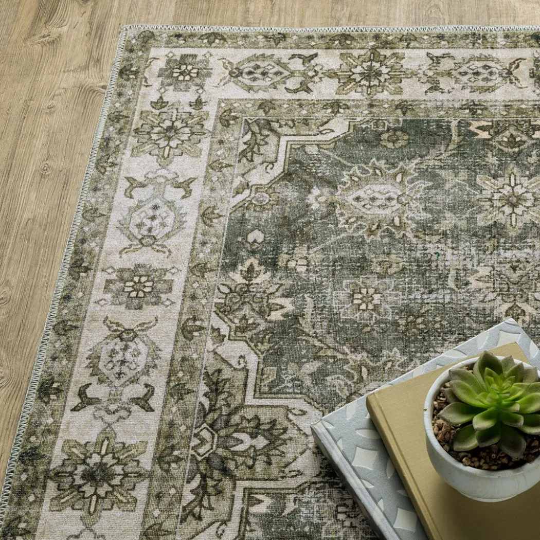 Malibu Olive Washable Rug