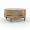 Medium Round Leather Ottoman