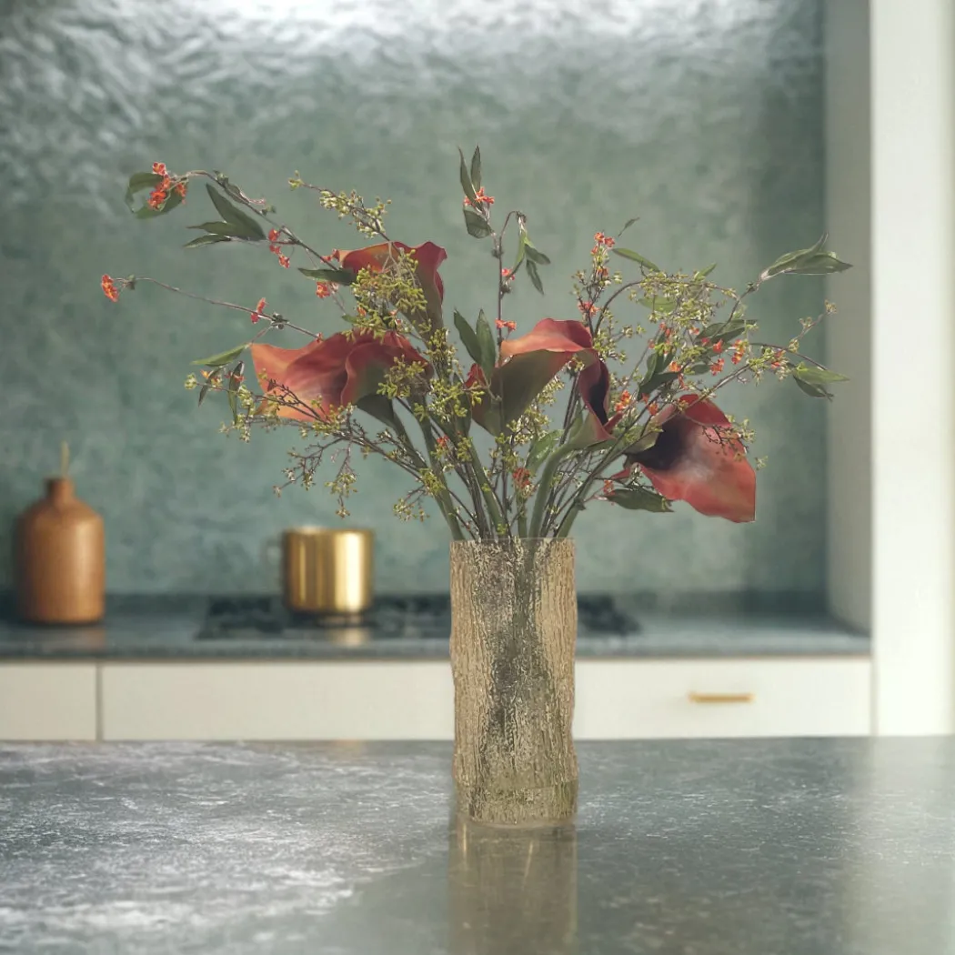Red Calla Lily in Glass Vase