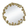 Round Mirror with Golden Leaves