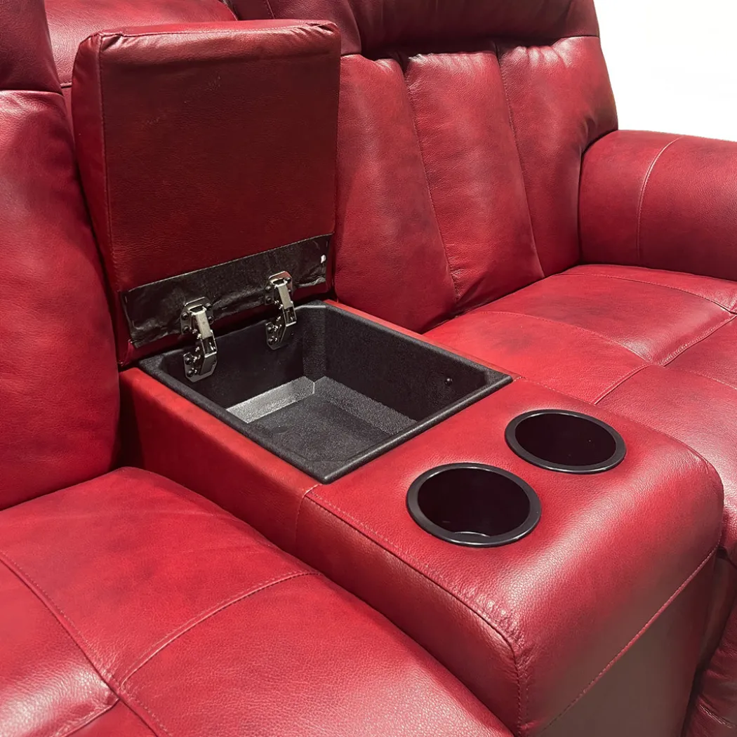 Suitably Leather Power Reclining Loveseat with Console