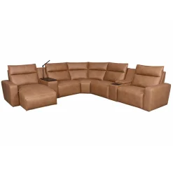 Tahoe Power Reclining Sectional with Chaise - Brown