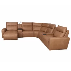 Tahoe Power Reclining Sectional with Chaise - Brown