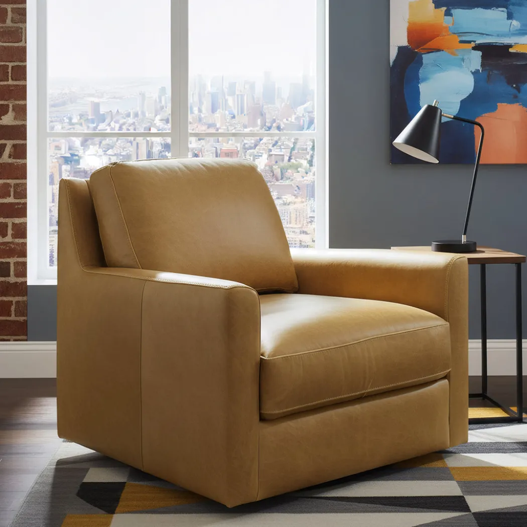 York Leather Swivel Chair
